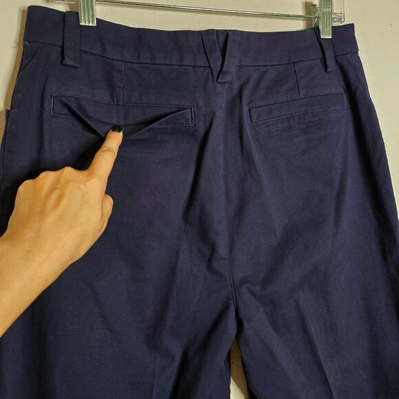 Duluth Trading Co. Workday Warrior Chino Wide Leg Crop Pants Navy Blue 10 Reg - Picture 9 of 12